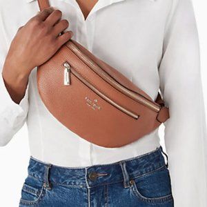 Kate Spade Leila Belt Bag Fanny Pack Ginger Brown Gold Zipper Fashion Trendy NWT
